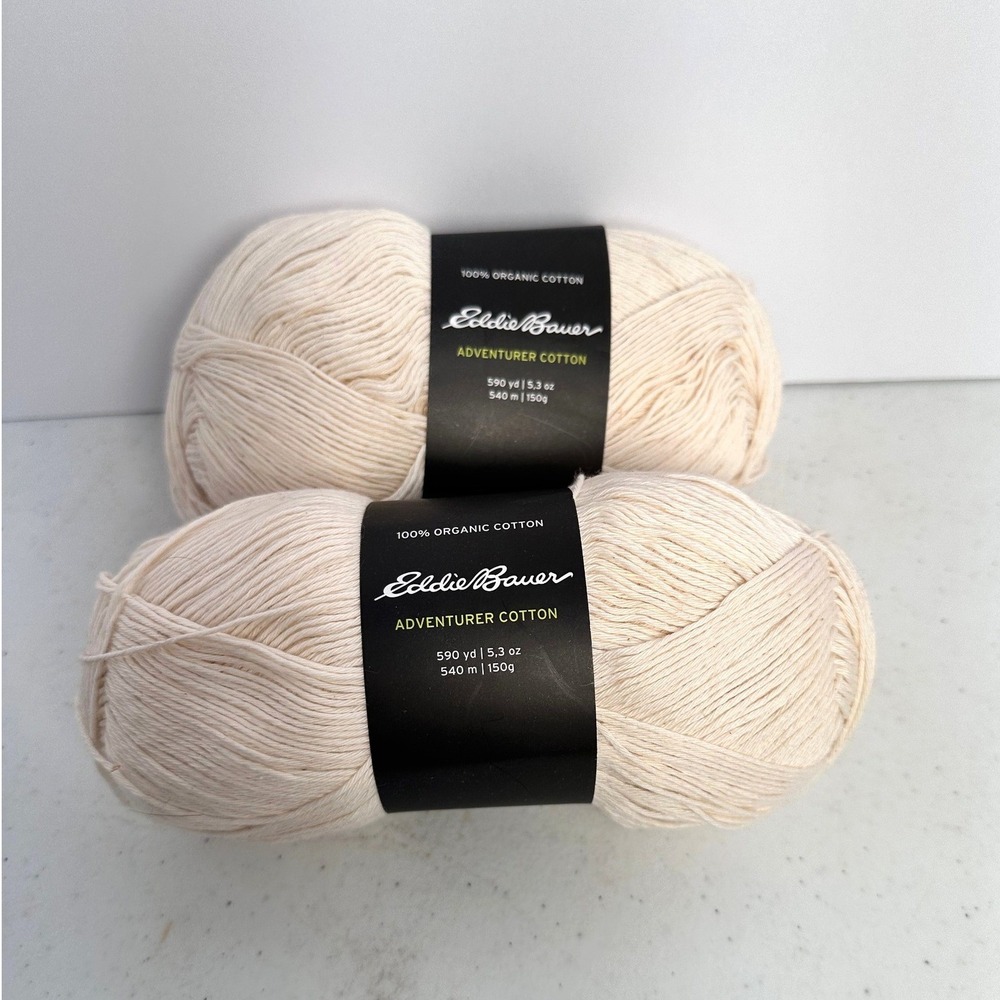 Eddie Bauer Adventurer Cotton Yarn 2 Skeins Off White 100% Organic Discontinued